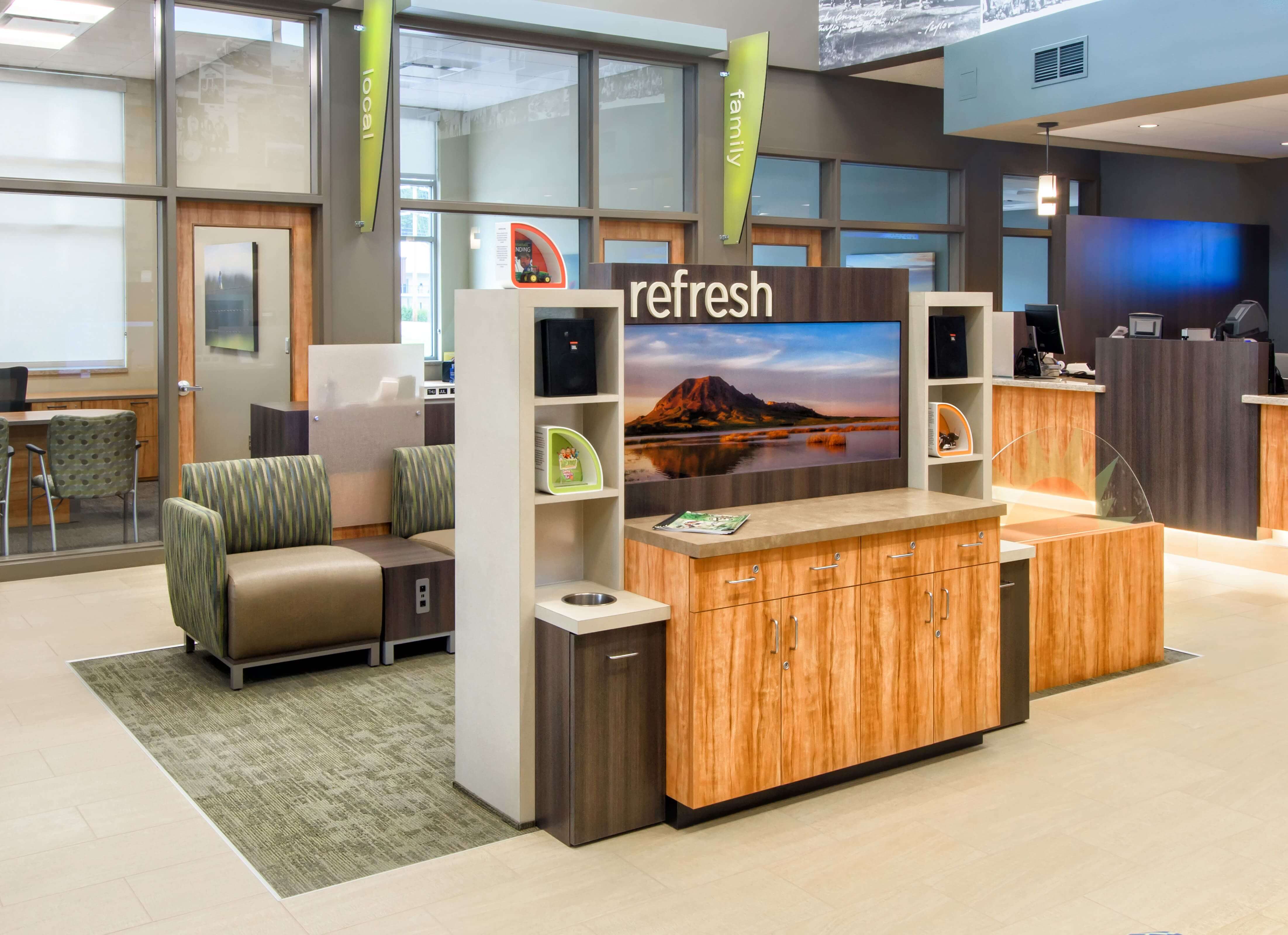 Refreshment station in a credit union
