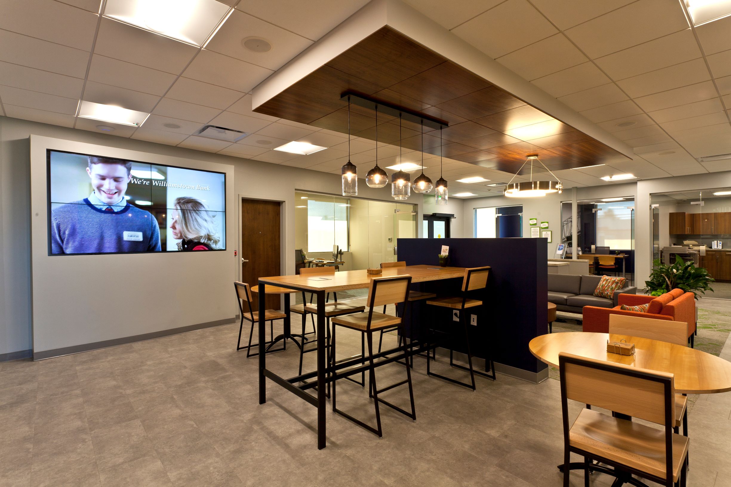 Cafe seating in a bank