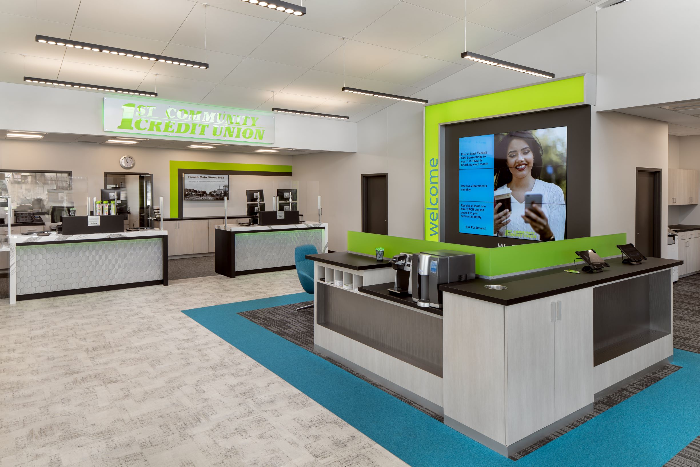 Welcome desk at a credit union