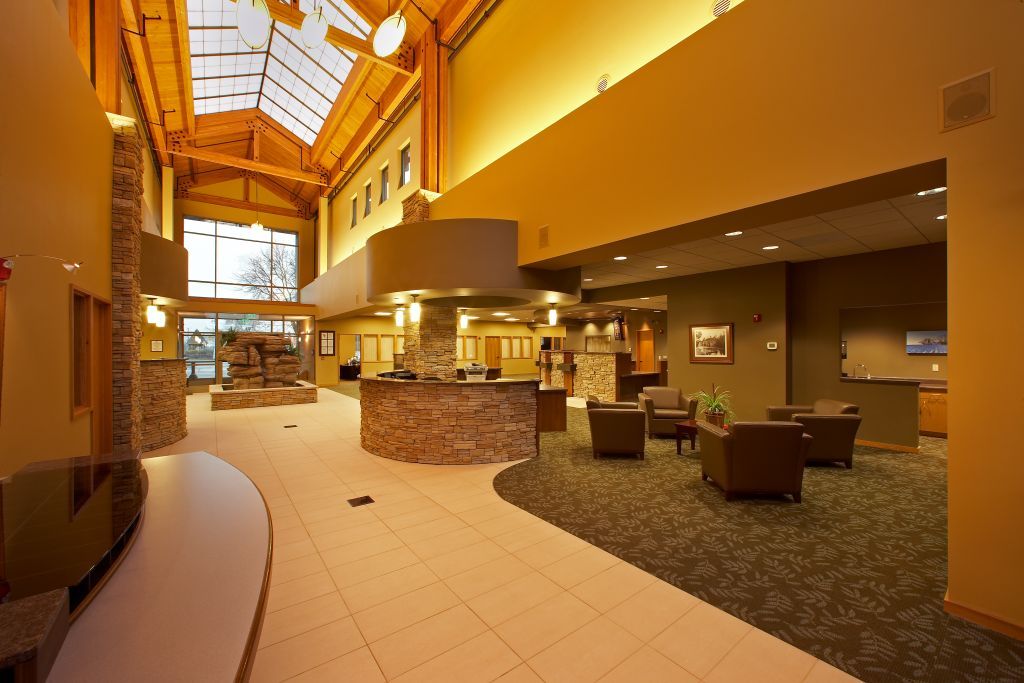 Bank lobby and customer lounge