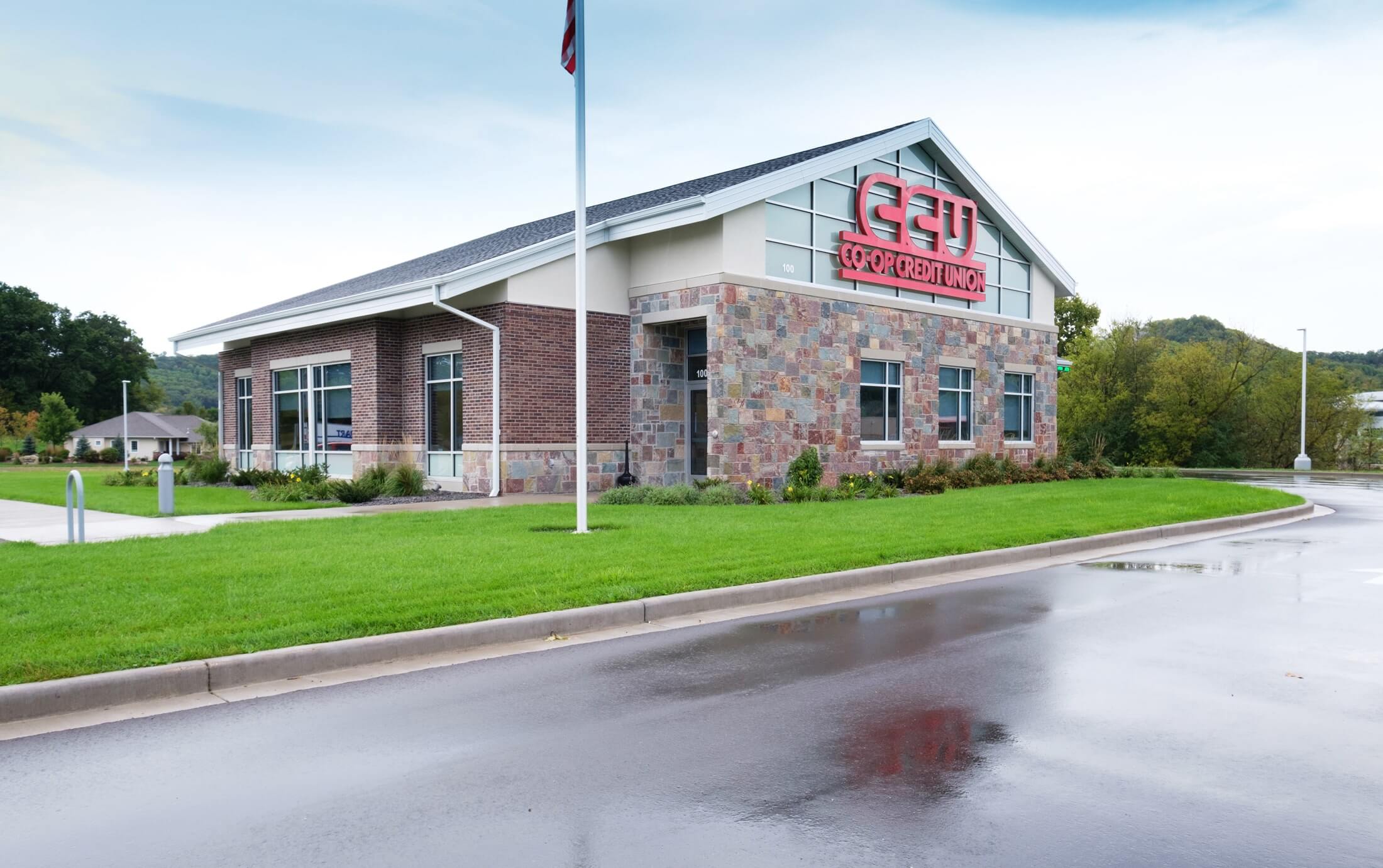 Credit union branch exterior in Wisconsin