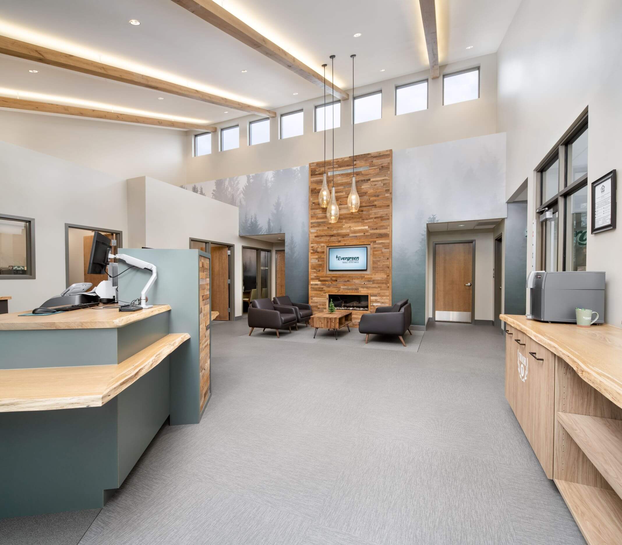 New branch with a view of the credit union's lobby