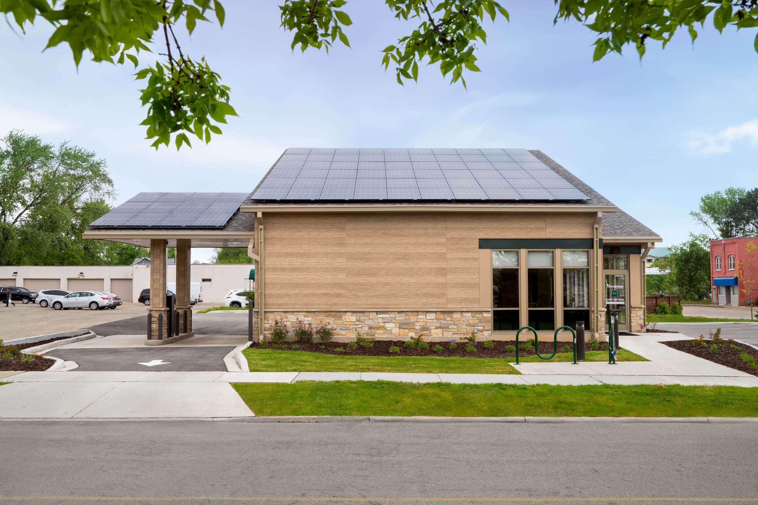 Solar powered credit union facility