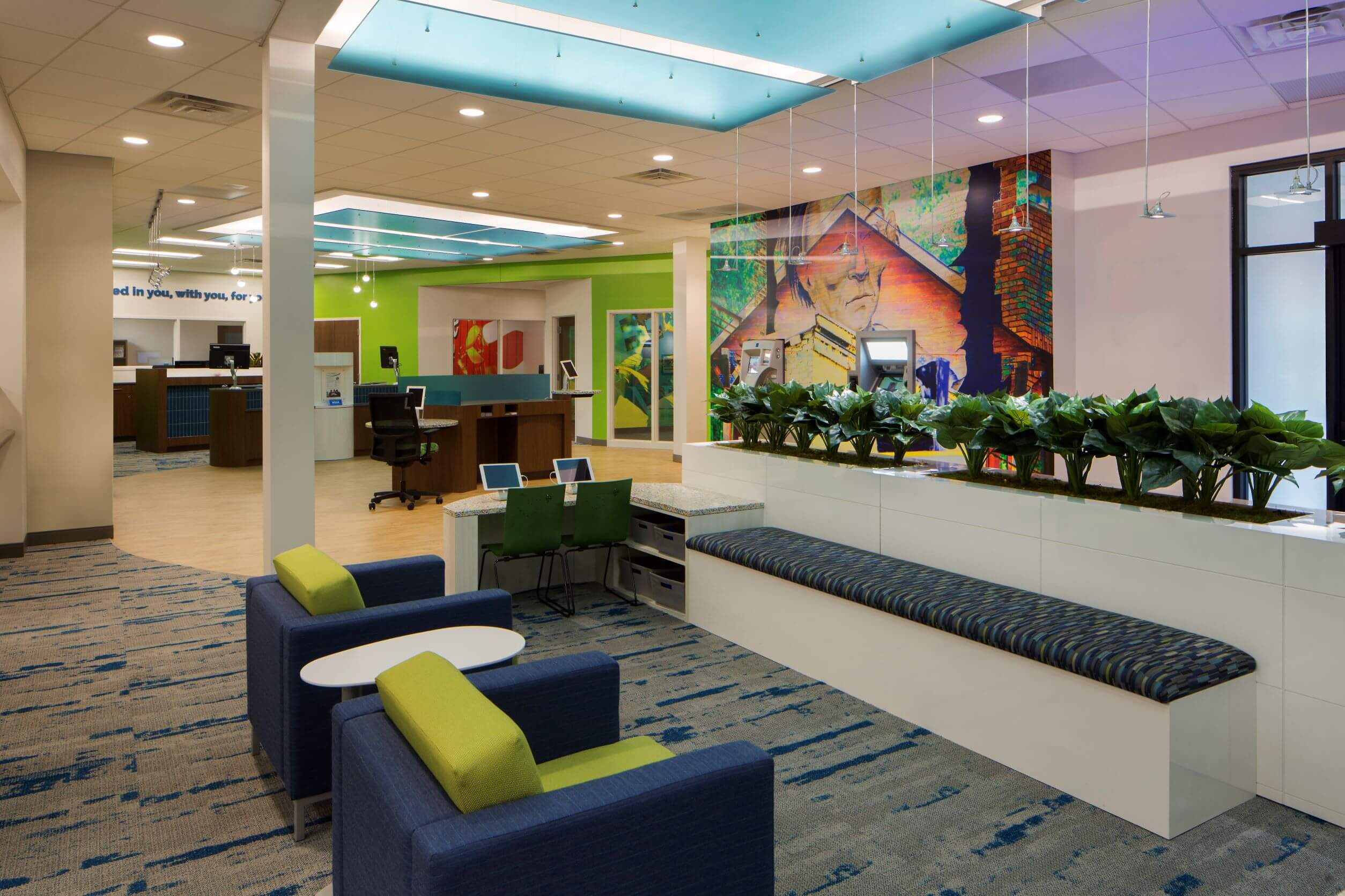 Member lounge in a credit union branch office