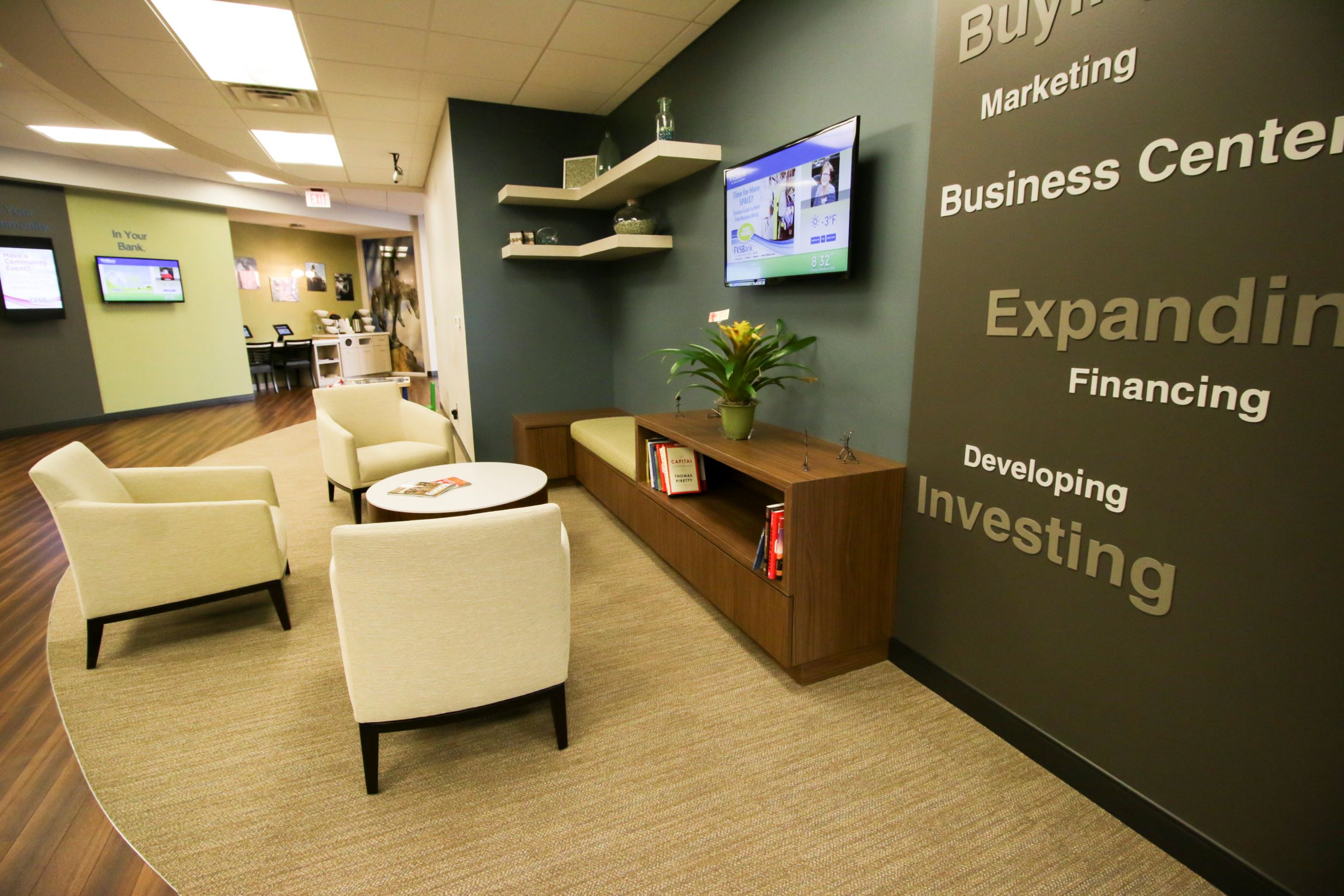 Waiting area in a bank