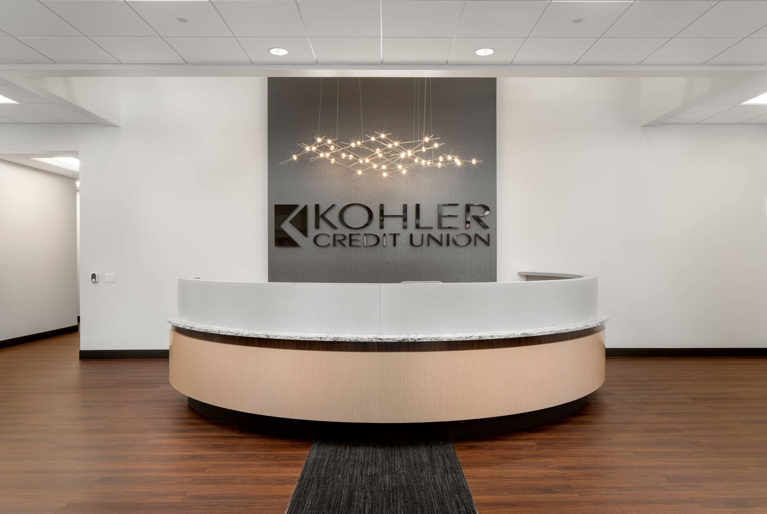 Reception desk at the corporate center