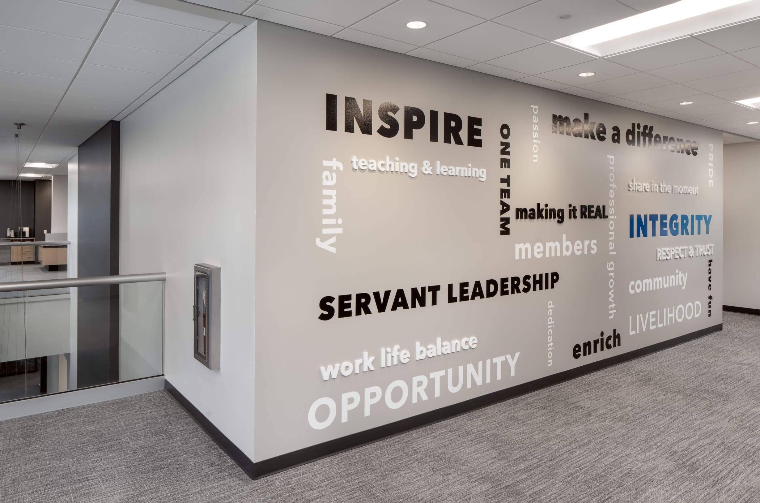 Values wall in the back office