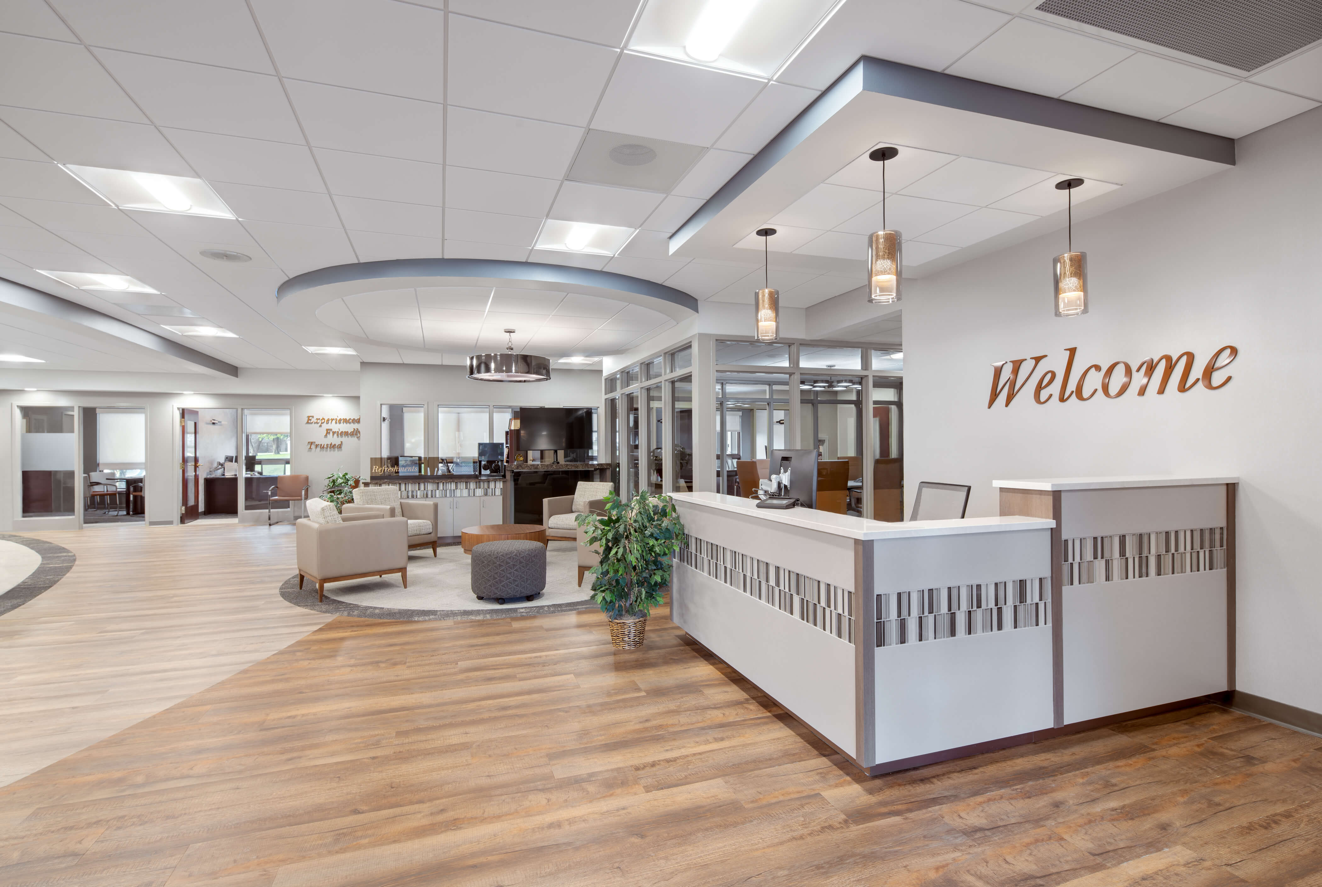 Reception area in a credit union