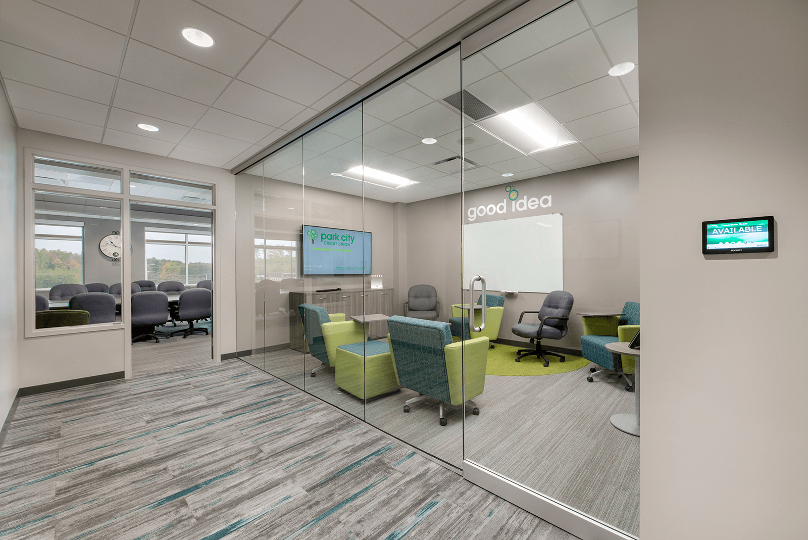 Collaboration space in the back office of the credit union