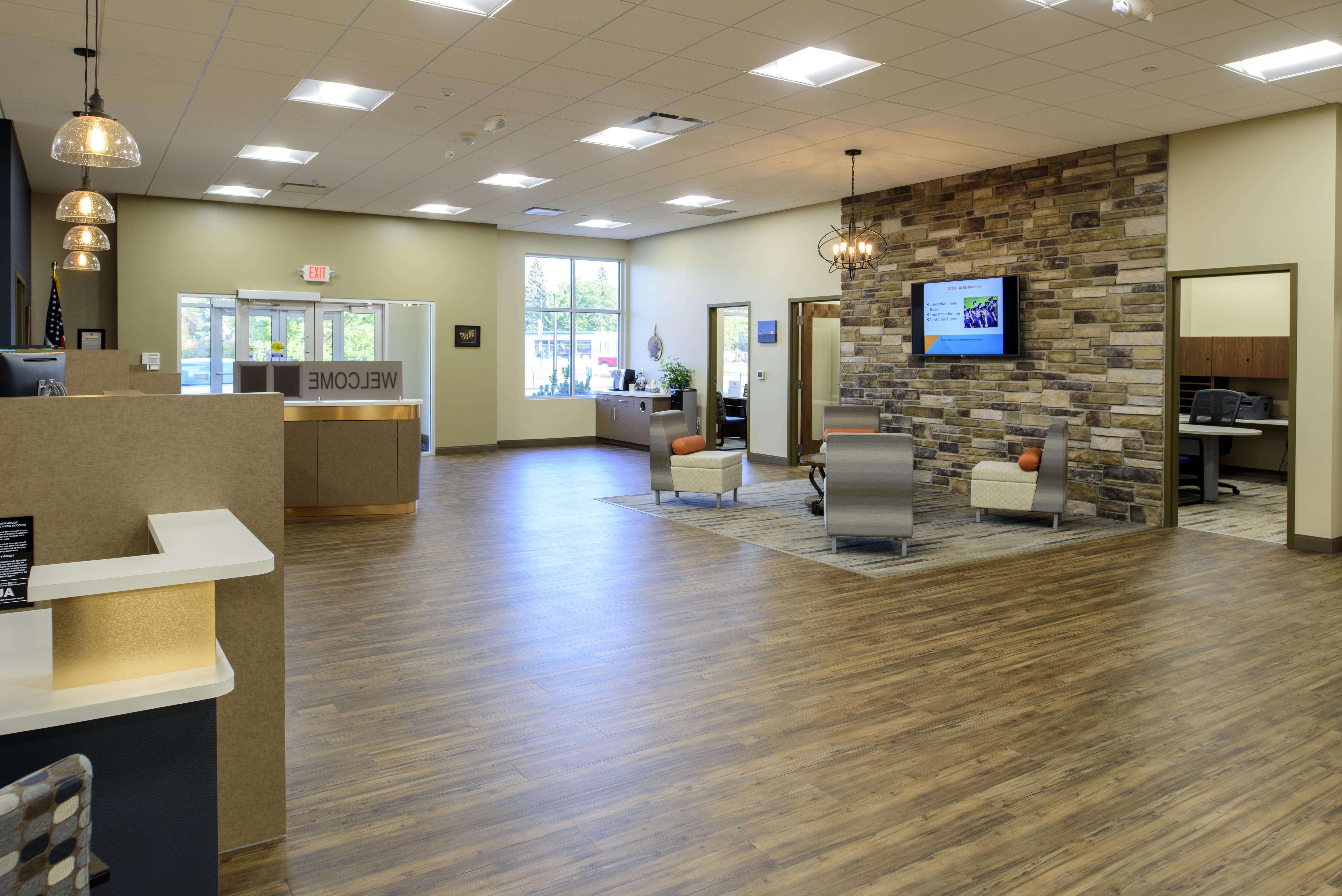 Credit union lobby and member lounge