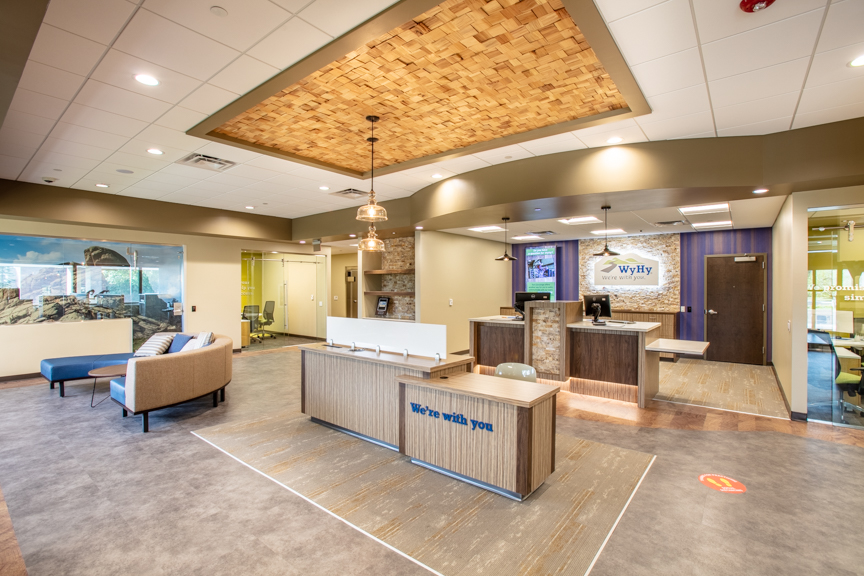 Lobby of a renovated credit union branch