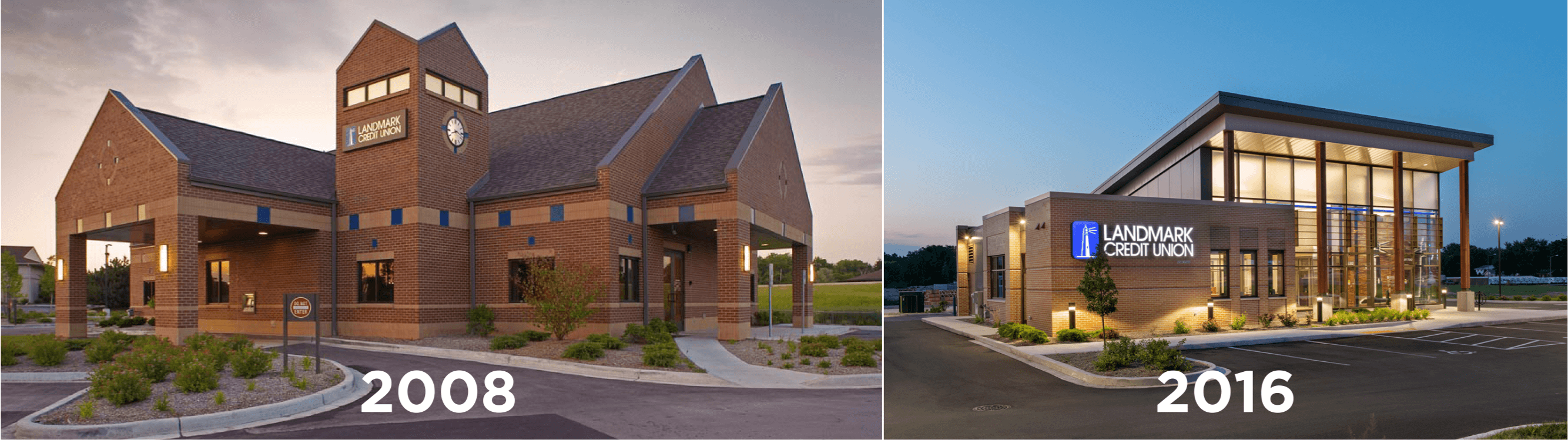 Before and after of prototype design for Landmark Credit Union